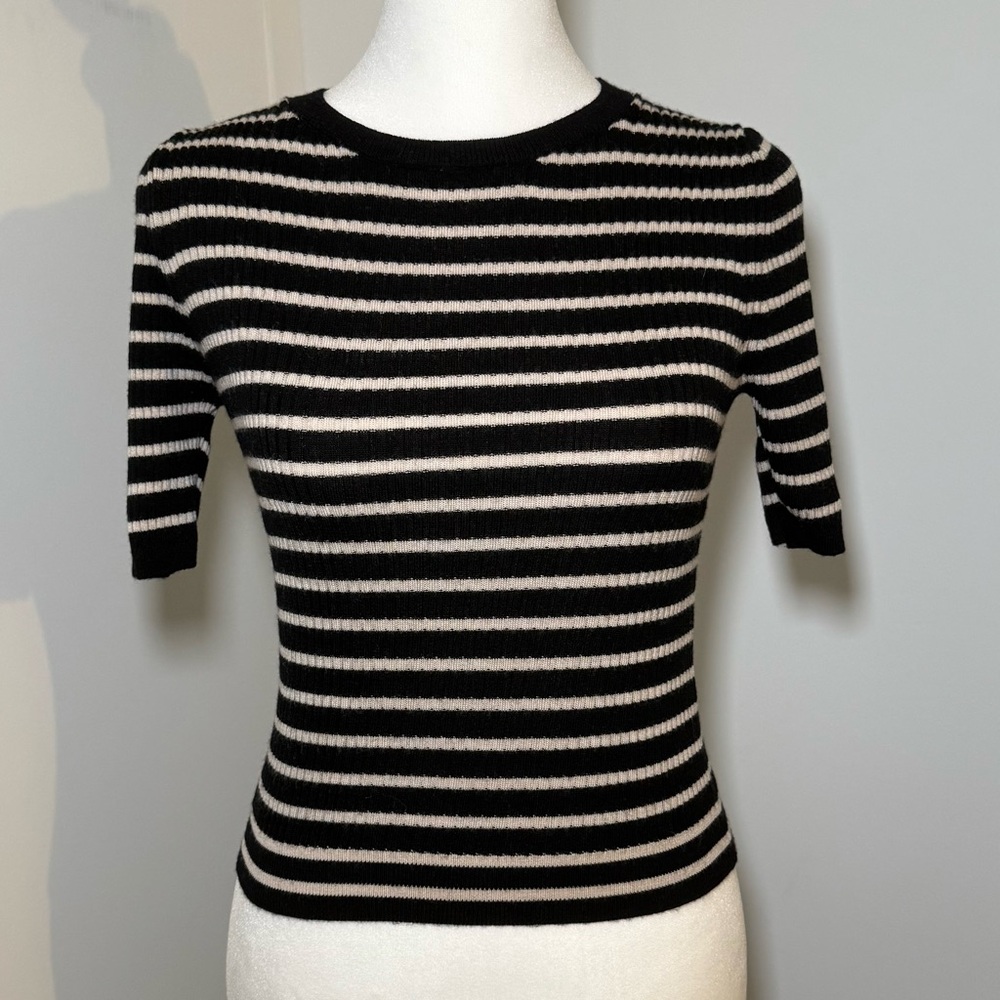 Striped Black and White Short Sleeve Top